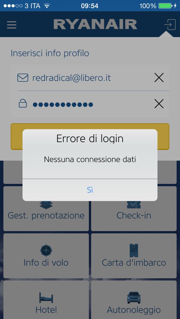 marcomaldari's tweet photo. Un'applicazione nata male che continua a non funzionare. @Ryanair http://t.co/g99ltj6qg7