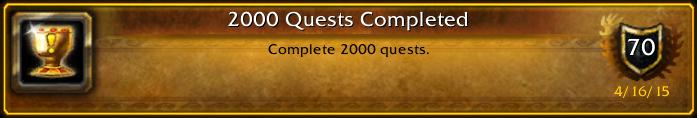 surrh_'s tweet image. I just earned the [2000 Quests Completed] Achievement! #Warcraft #SUCHQUEST #MANYWOW #AMAZE