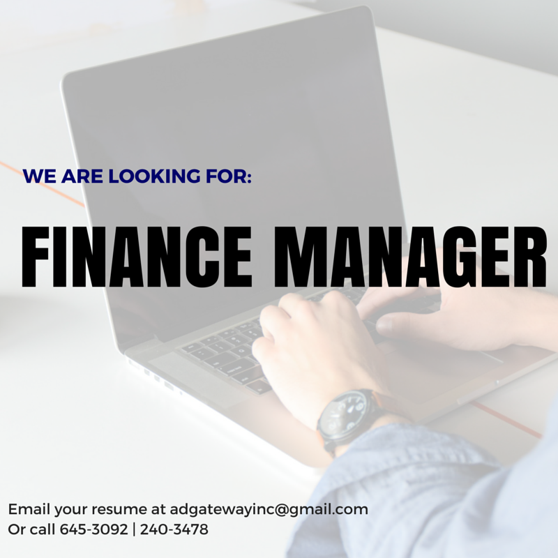 dynamitepixo's tweet photo. Attention: We are looking for a FINANCE MANAGER. Email your resume at adgatewayinc@gmail.com. http://t.co/EtA4xSAgkb
