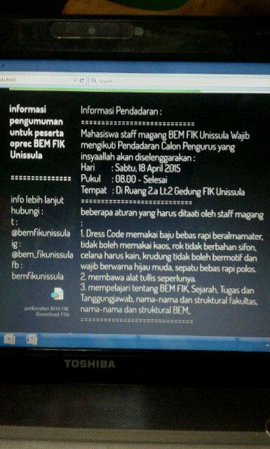 bemfikunissula's tweet photo. Informasi buat temen2 staff magang_ 18042015 #ontime http://t.co/bfJDybGxQU