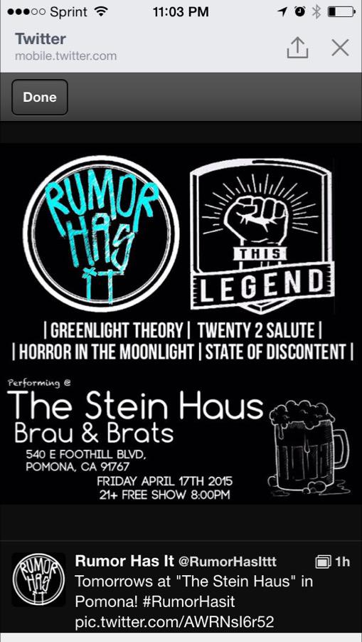 cpattison1's tweet photo. @X1039 A great show Friday w/great local bands. Rumor Has It & #ThisLegend w/members of #Yellowcard and more. http://t.co/J0dkEWuyVU