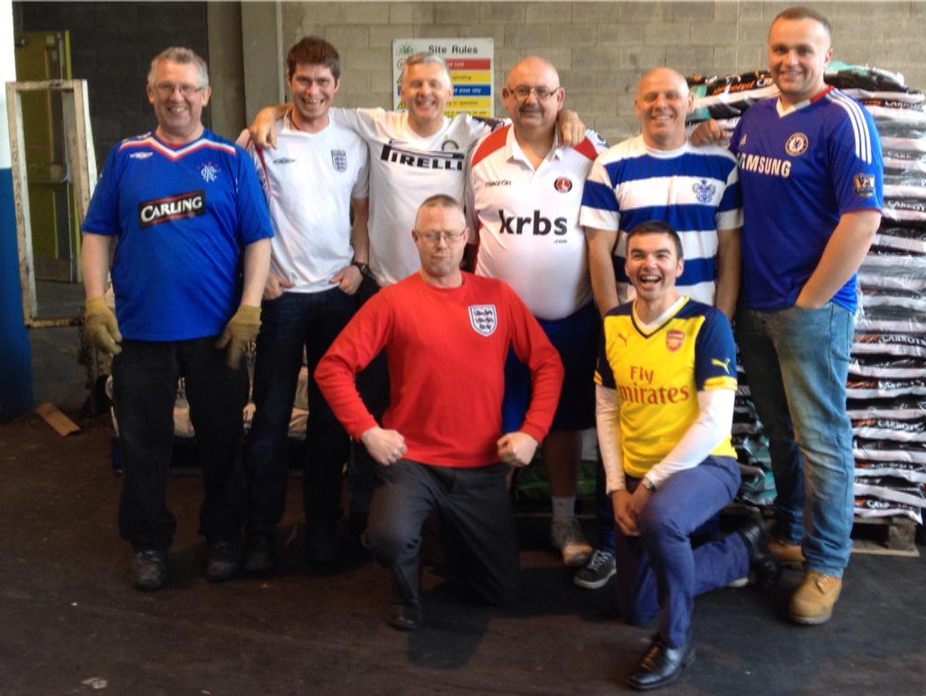 Football shirt Friday team picture. Raised a few quid for #BoobyMooreCancercharity