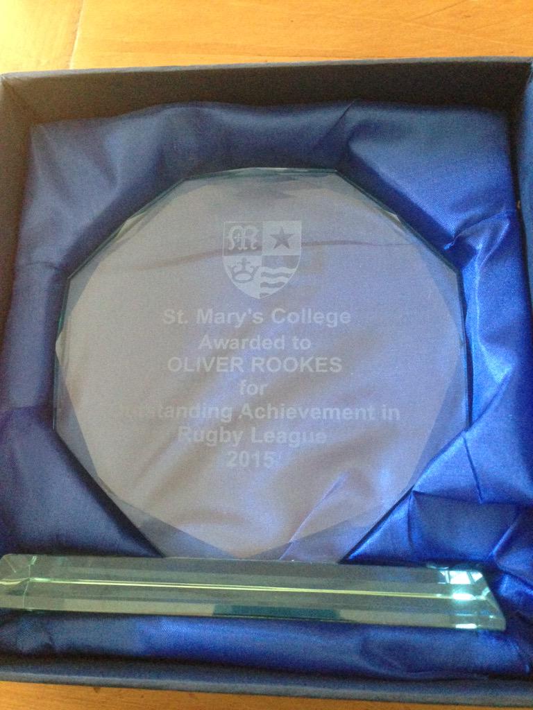 MariaRookes's tweet photo. Well done Oliver on your Outstanding Achievement Award in rugby league @smc_sport http://t.co/xOOx78eock