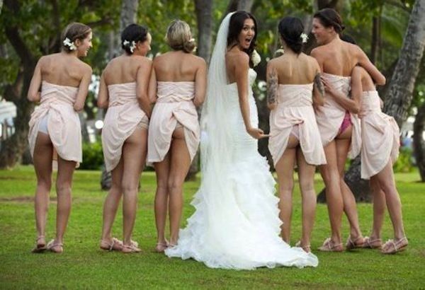 Bridesmaids flashing their butts! 