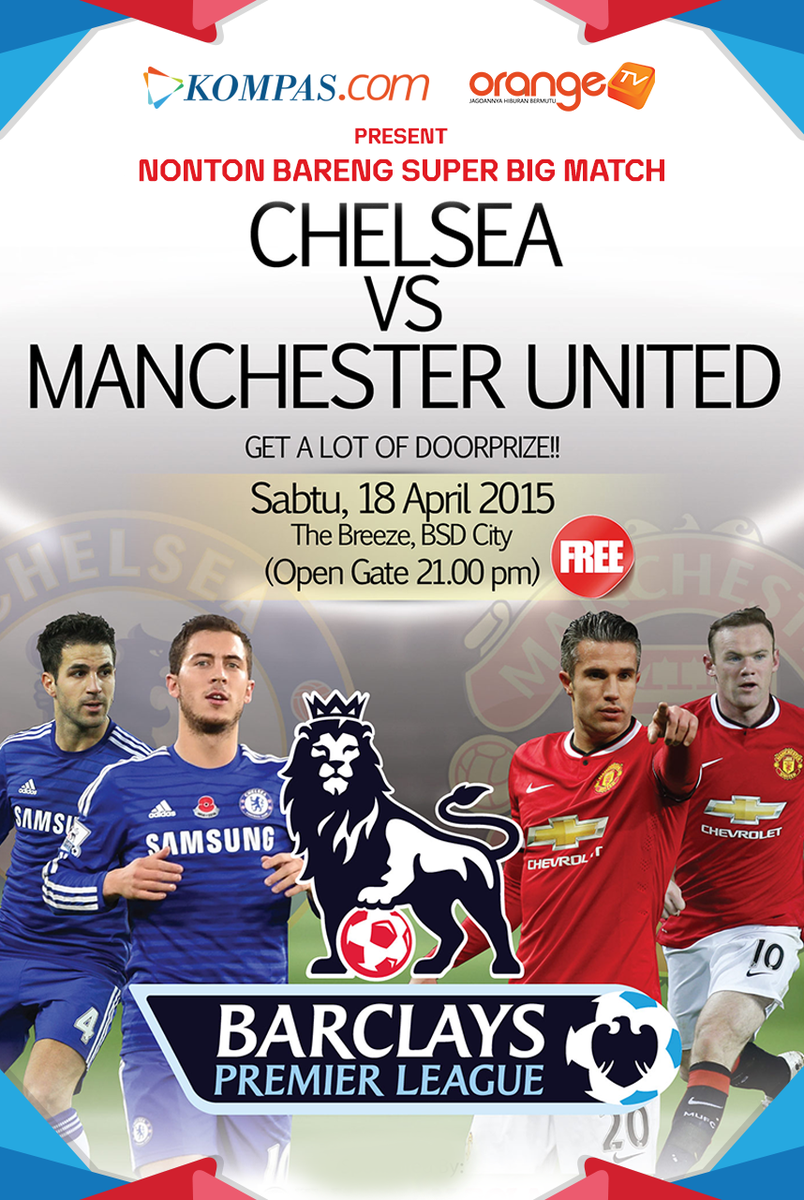 sportskompascom's tweet photo. Malam ini Nobar Chelsea Vs MU di The Breeze, BSD Open Gate 21.00 bareng @OrangetvID &amp; @UtdIndonesiaTGR FREE!! http://t.co/q0wU9pSzfm