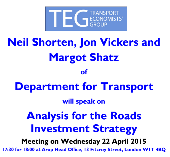 TransEconGroup's tweet image. 22 April TEG meeting: Neil Shorten, Jon Vickers &amp;amp; Margot Shatz of @transportgovuk will speak transecongroup.org