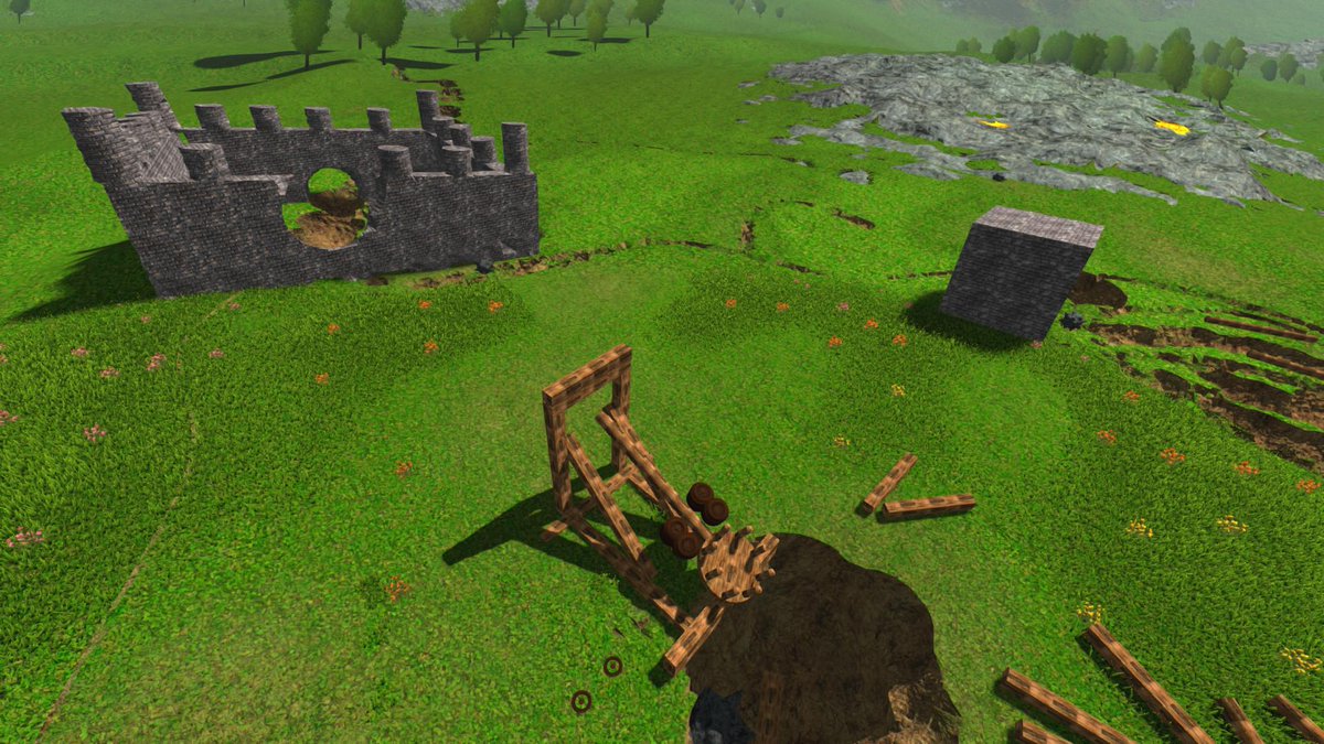 Upvoid's tweet photo. A catapult destroying a castle. http://t.co/lYSlE89Ubx