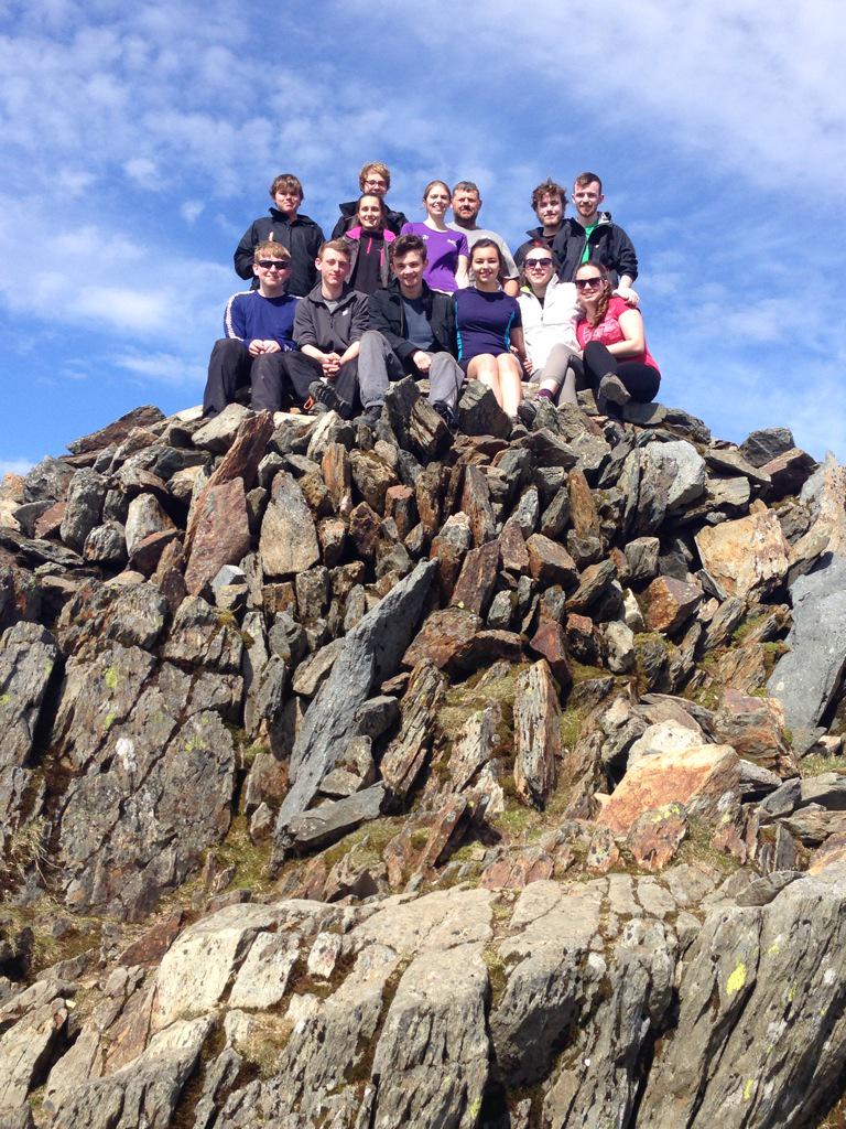 All back off the mountain safe and sound! Here are the MWS Gold Students yesterday at the summit of Snowdon.