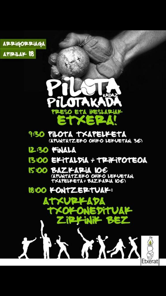 Azken eguna tiketak erosteko, erosi zurea! Eta egitarauaren ondoren, herrikon sorpresa! #PilotakadazEtxera