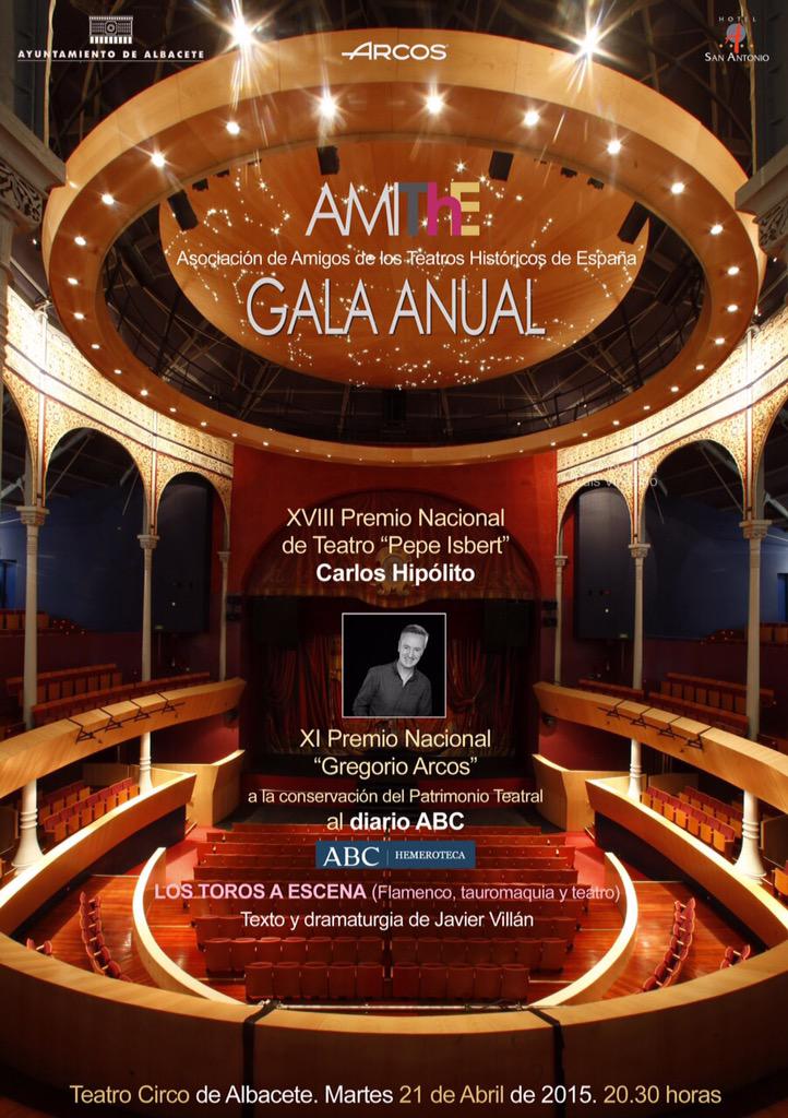 DelReyLorenzo's tweet photo. 21 de abril en #TeatroCirco en Albacete, #AMITHE con @lopezgaliacho al timón, premia a #CarlosHipólito y a @abc_es http://t.co/dJ9L4ZLoVA