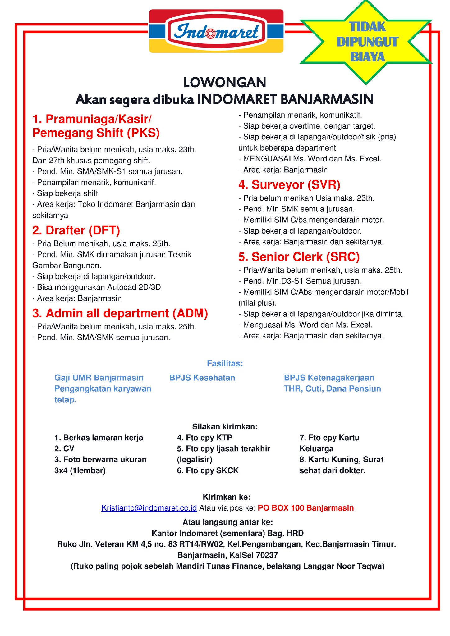 Lowongan Indomaret on Twitter: "LOWONGAN BANJARMASIN @LoKerBanjar