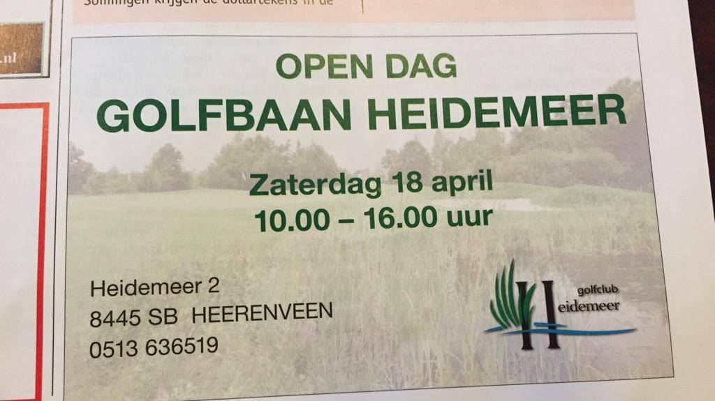 OPEN DAG golfclub heidemeer 18 april van 10.00-16.00, kom morgen kennismaken met deze mooie sport😃⛳️