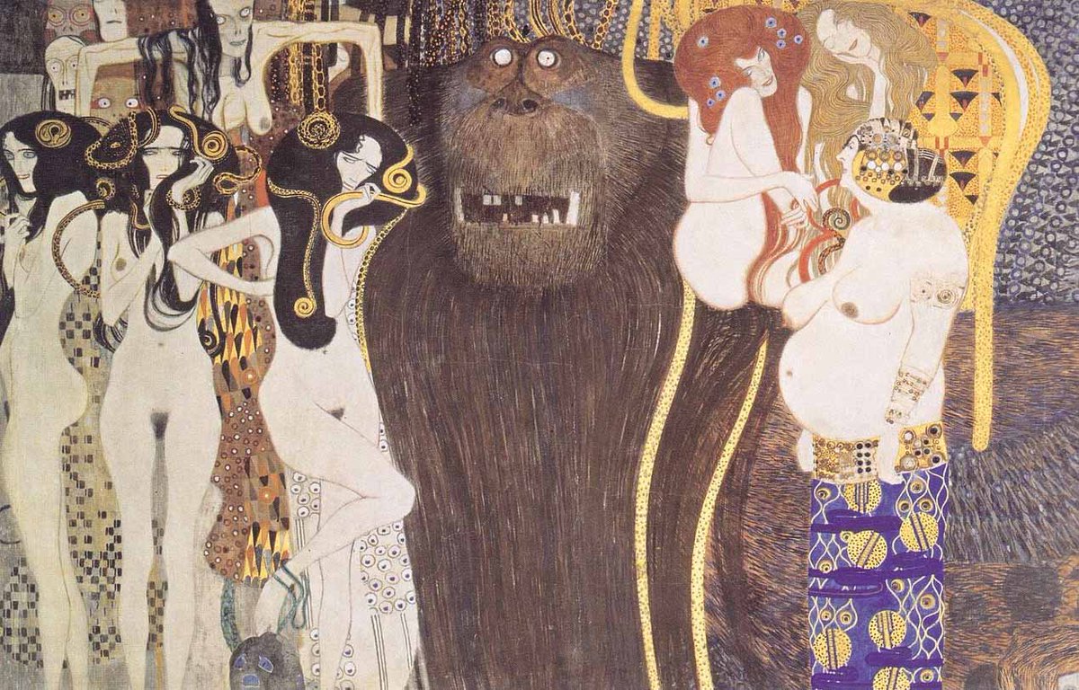 arteneaUCM's tweet photo. #Descubrelaobra de Gustav KLIMT (1862-1918): "El friso de Bethoveen", 1902, hoy en el edificio de la Secesión vienesa http://t.co/Bj0jmlNJS1