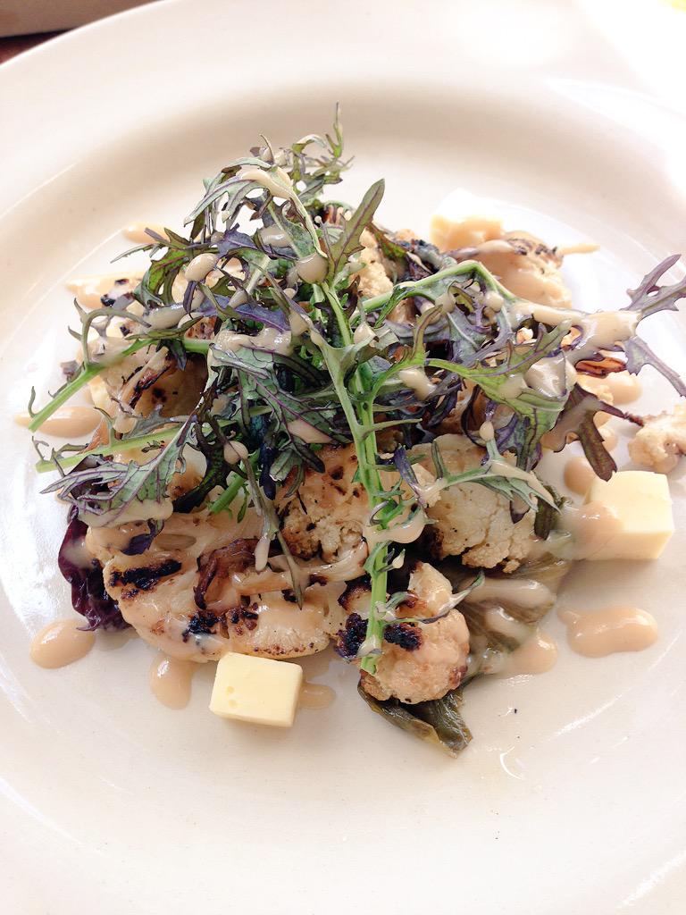 THE PIG (@the_pig_hotel) on Twitter photo Grilled Cauliflower & Wookey Hole cheddar salad with cider dressing & mustard leaves, nr Bath- Chef JamesG Grilled Cauliflower & Wookey Hole cheddar salad with cider dressing & mustard leaves, nr Bath- Chef JamesG