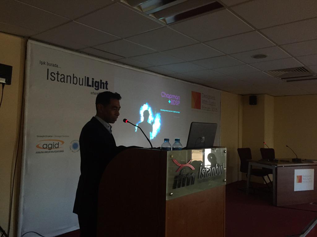 DWLF2015's tweet photo. Farhad Rahim @chapmanbdsp Blending #science &amp; #art in #Lighting @IstanbulLight #DWLF15 http://t.co/zyVnV3frD1