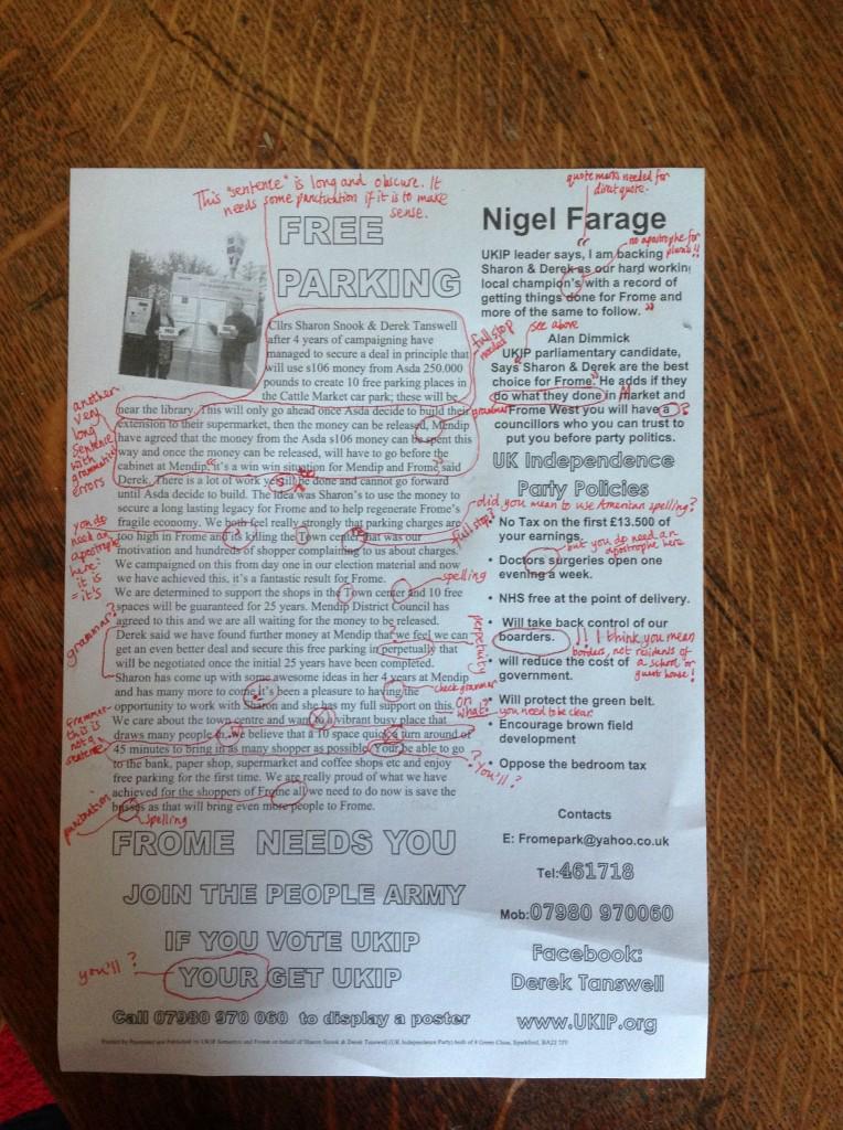 ThePoke's tweet image. An English teacher decided to mark a UKIP election flyer that came through her letterbox.

thepoke.co.uk/2015/04/17/eng…