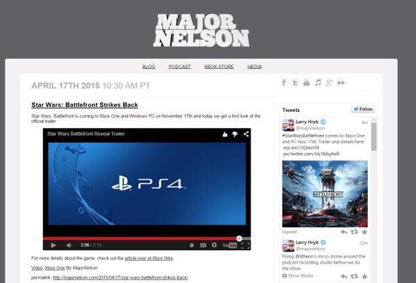 XBM_Network's tweet image. #Failoftheweek goes to the guy's who supplied Major Nelson with the #StarWarsBattlefront trailer