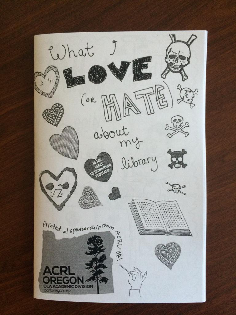 librarynrrrd's tweet photo. Librarian zine! #ORLib15 http://t.co/VyLYPWdDch