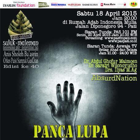 #SulukMaleman • Malam ini • 20.00  • Rumah Adab Indonesia Mulia • Jln Diponegoro 94 • Free • cc <a href="/SBRembang/">Sobat Budaya Rembang</a>