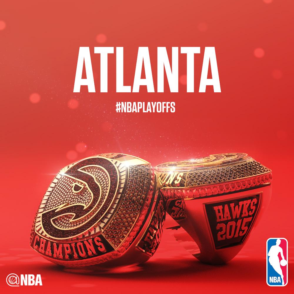 NBA's tweet photo. ‘2015 NBA Champion @ATLHawks’ has a nice RING to it! #NBAPlayoffs http://t.co/bpl9oNE94y