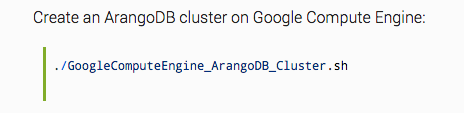 arangodb's tweet image. How to create an #ArangoDB cluster on #googlecompute with a single command.

arangodb.com/2015/04/gce-cl… #nosql