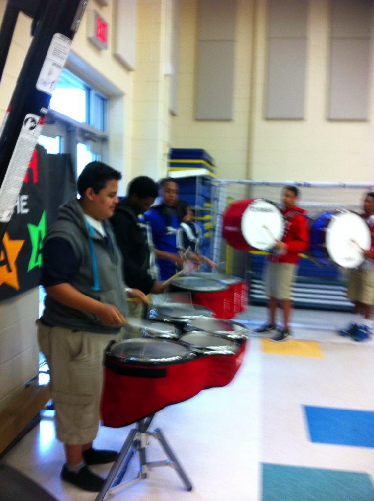 Lamar HS drumline encouraging Briargrove ES to STAAR success! #hisd #briargrove #lamar
