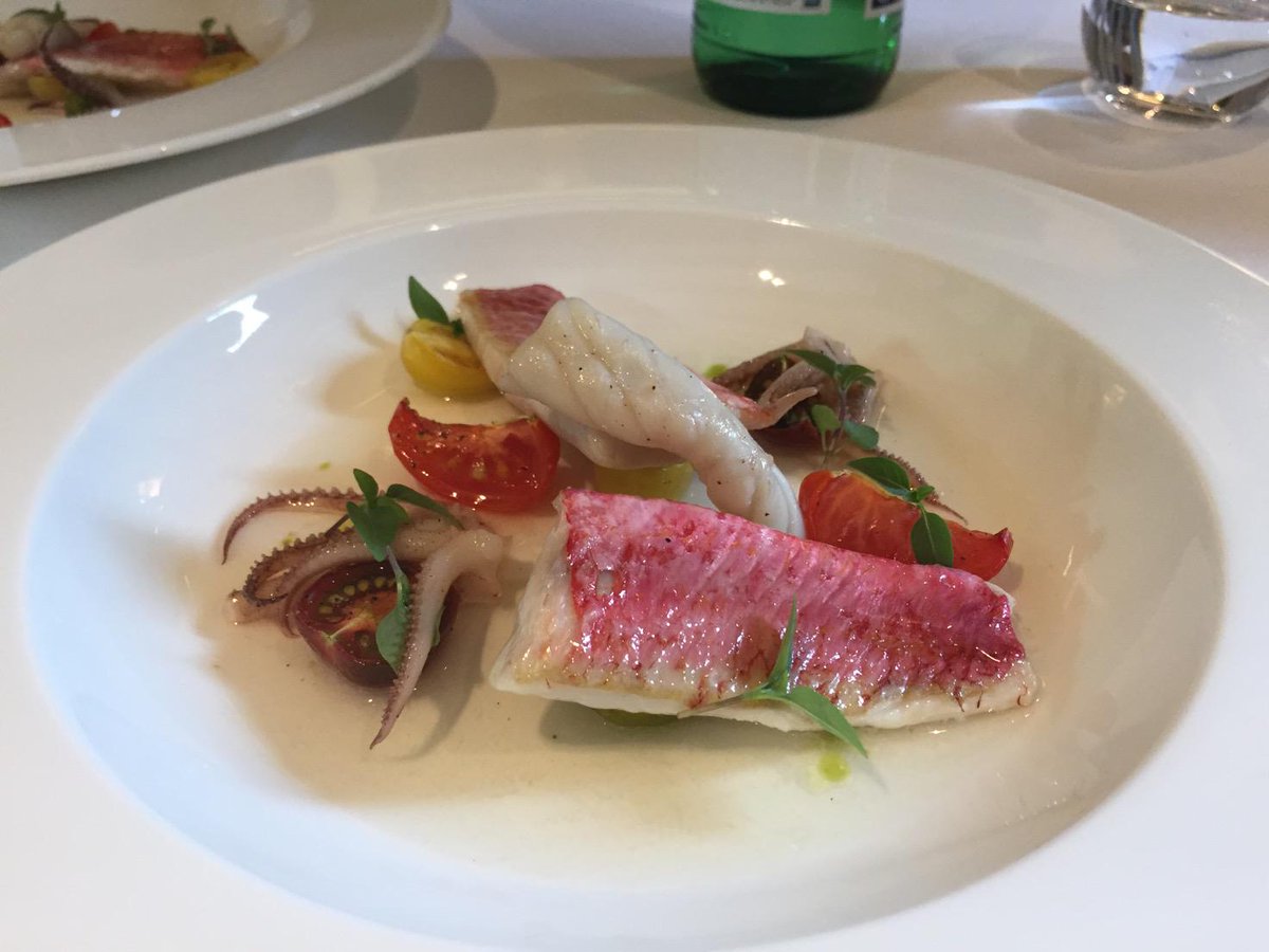This afternoons tasting: Exquisite red mullet, squid and tomato water starter from <a href="/andyhirst20/">Andrew Hirst</a> big tick