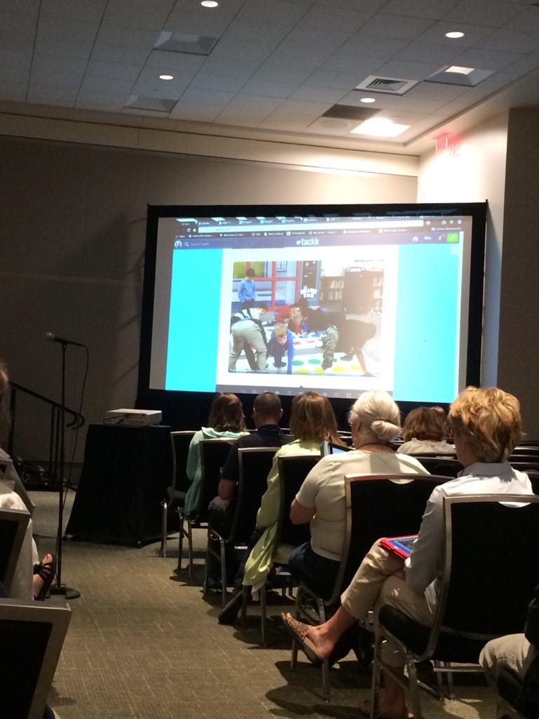 GatorLibrary's tweet photo. Digital citizenship twister! Teaching kids to sync up safely #txla15 http://t.co/Z1U5e7EQEz