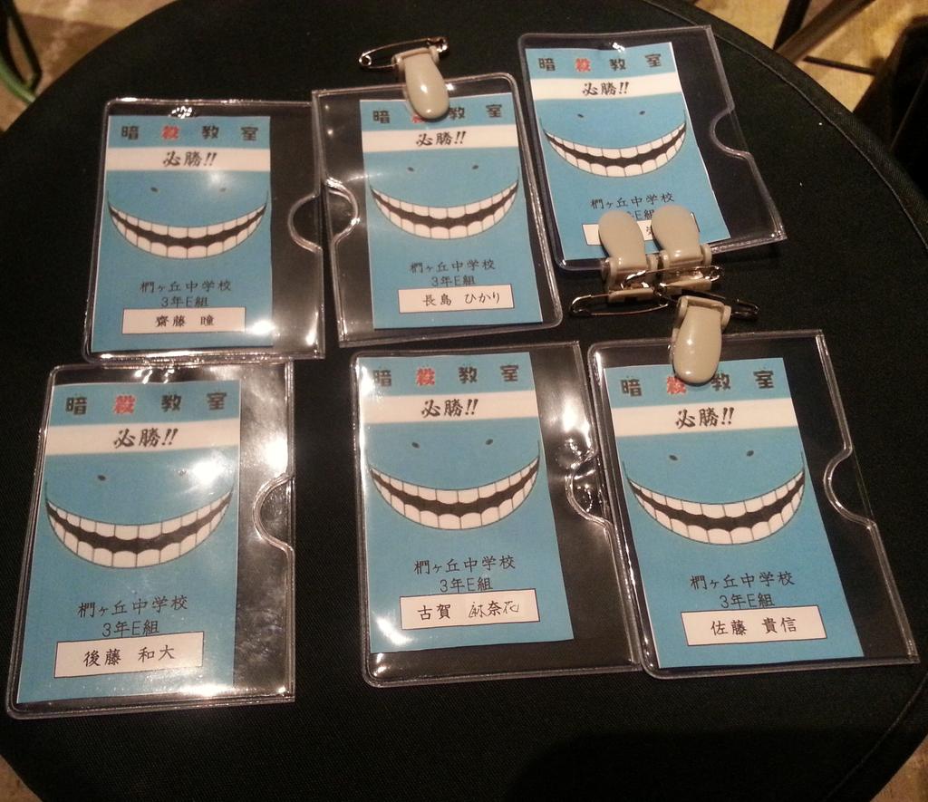ヒミツキチラボ365 Twitterissa 暗殺教室からの脱出 手作りお揃いグッズ紹介 ６人お揃い名札を手作り 全員ブルーだったのには何か理由があったのカシラ 殺せんせーの必勝ハチマキが素敵ね ヌルフフフ Reald Ansatsu Http T Co Zz3ulhmlro