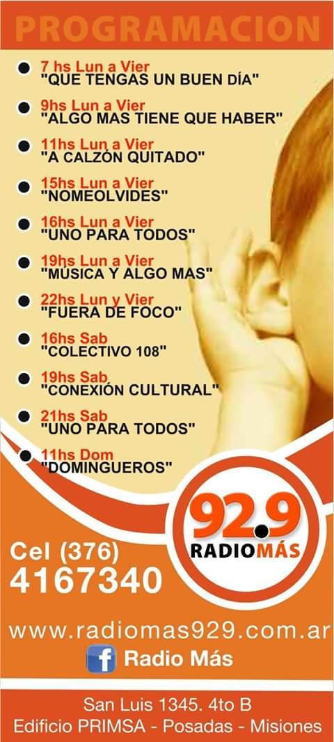 Seguí Nuestra Programación las 24 Horas 
#SomosMas