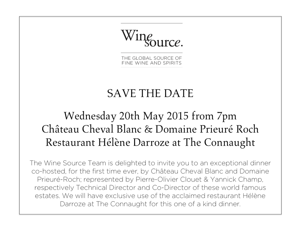 wine_source's tweet photo. SAVE THE DATE! #WINESOURCEGROUP @TheConnaught http://t.co/VXCjUc11Aq