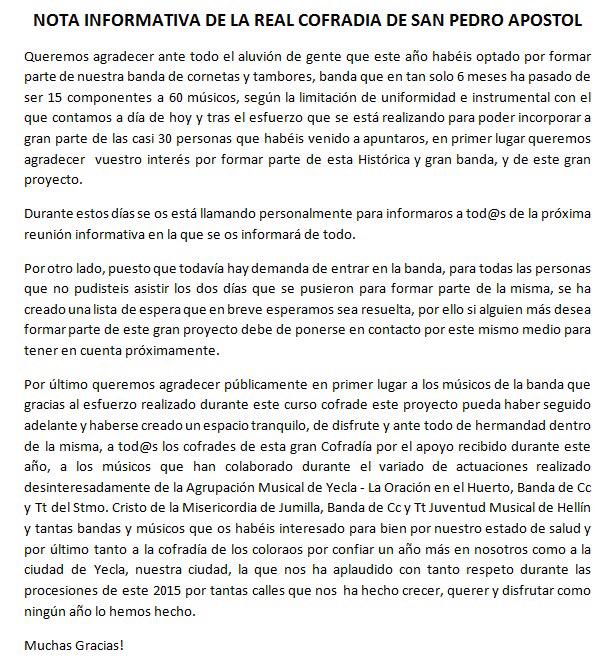 SanPedroYecla's tweet photo. @YeclaCapital NOTA INFORMATIVA @SoyColorao @tonoyecla @JoseGlzC http://t.co/xLMb0efE4t
