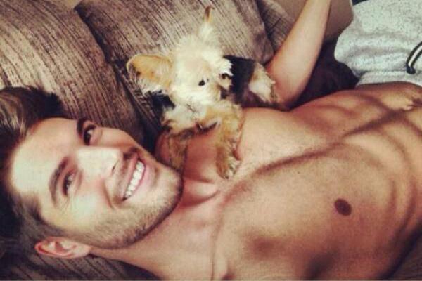 theberry's tweet photo. This man has a puppy and is shirtless...your argument is invalid http://t.co/GfSlIXzjFy http://t.co/PTSCkf551S