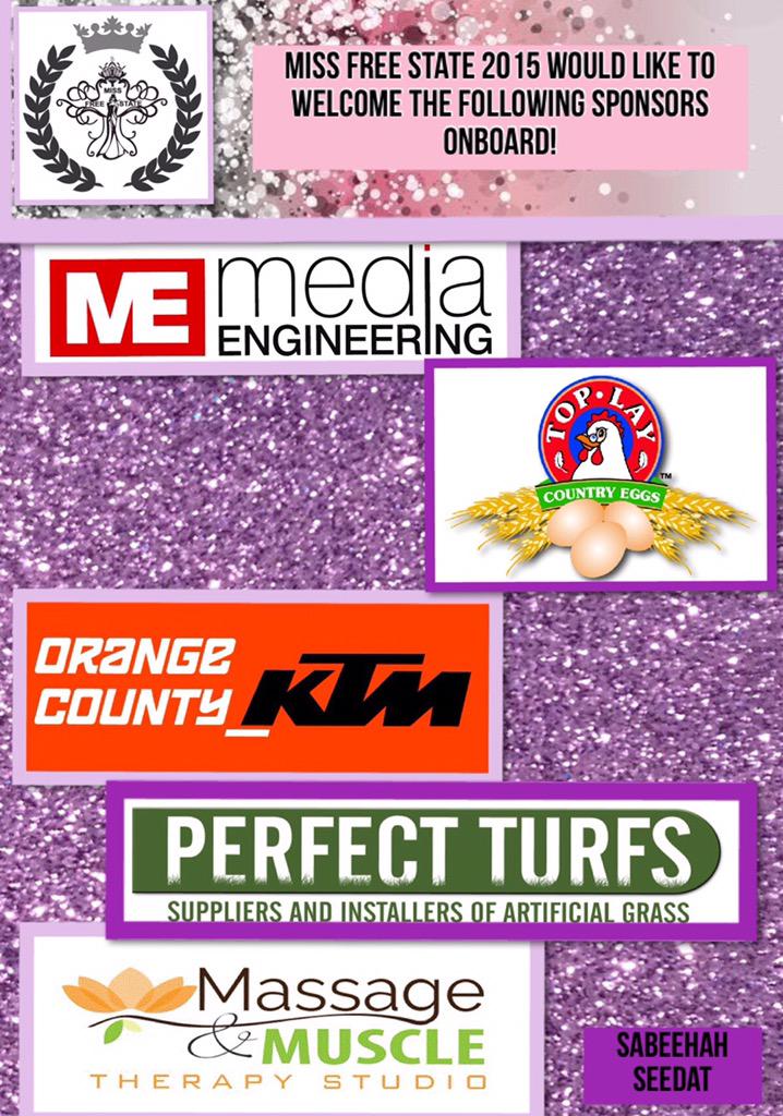 Welcome aboard sponsors! Thank you for joining the Miss Free State 2015 journey ♡