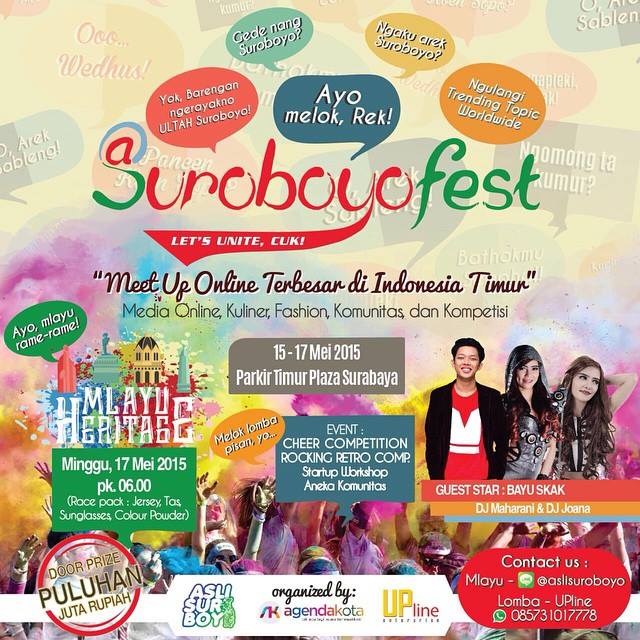 MLAYU HERITAGE (run color sby) acara puncak #suroboyoFEST 17 Mei 2015, info tiket add LINE: j.mp/lineaslisby