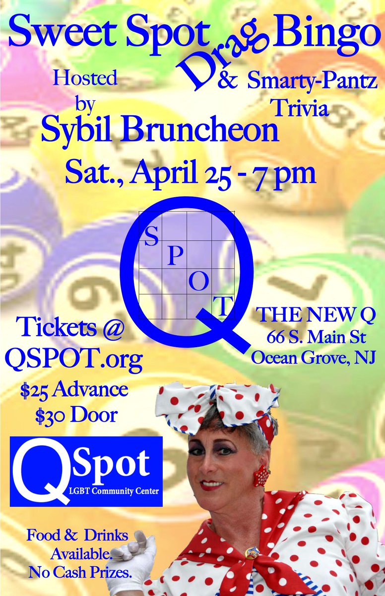 SybilBruncheon's tweet photo. Click here: https://t.co/YXJR17YLGC #dragbingo #drag #bingo #newjersey #qspot #asburypark #oceangrove #trivia http://t.co/HlwQtpW41b