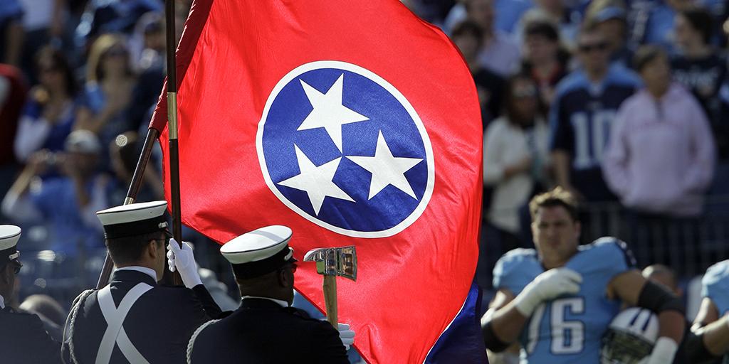 Titans's tweet photo. Happy 110th birthday to the Tennessee State Flag! We wear your tristar proudly. http://t.co/W6YwYO60i1