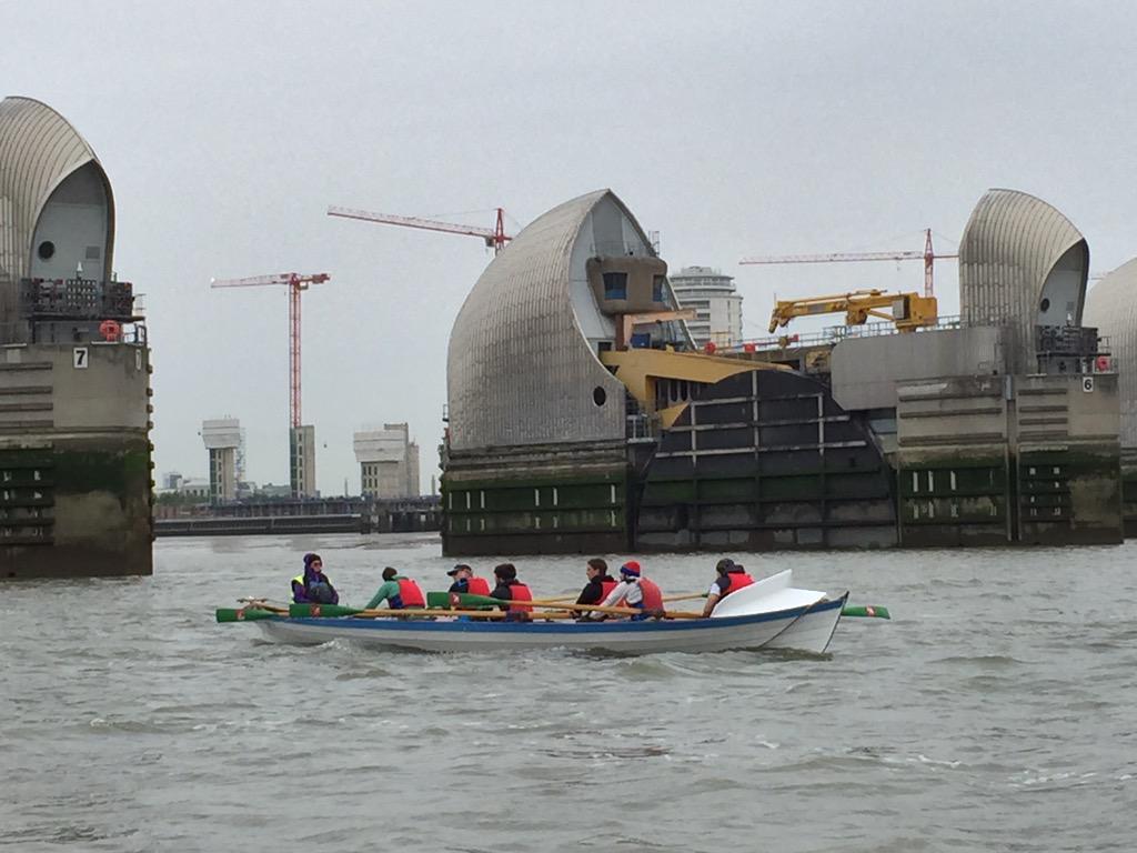 AHOYofficial's tweet photo. Both #100kRow teams have just past the Thames Barrier. @hashtagINVOLVE . Both teams are rowing well. @royalgreenwich http://t.co/ioaQc2TooQ
