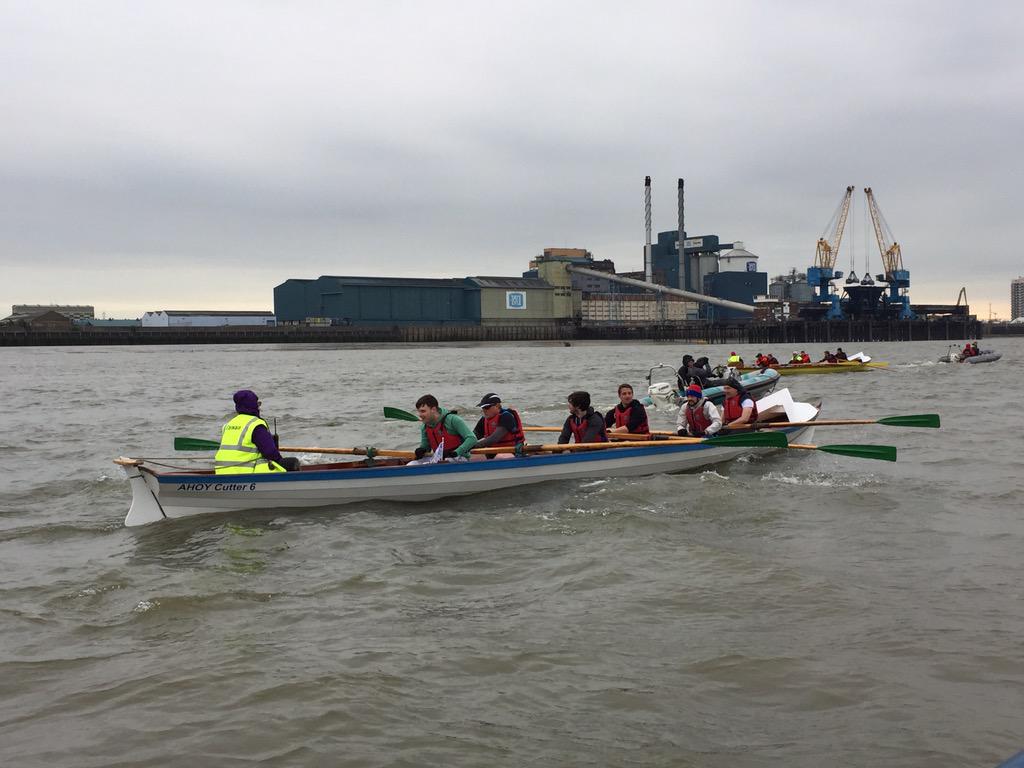 AHOYofficial's tweet photo. Both #100kRow teams have just past the Thames Barrier. @hashtagINVOLVE . Both teams are rowing well. @royalgreenwich http://t.co/ioaQc2TooQ