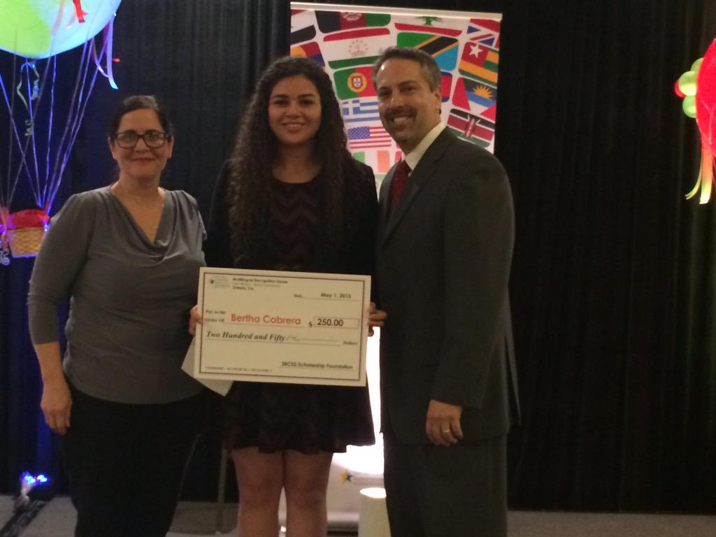 SBCountySchools's tweet photo. Essay winner Bertha Cabrera #scholarship @granite_asb granite hills HS  #multilingualrecognitiondinner #SBCSS http://t.co/TE6BPzcLi6