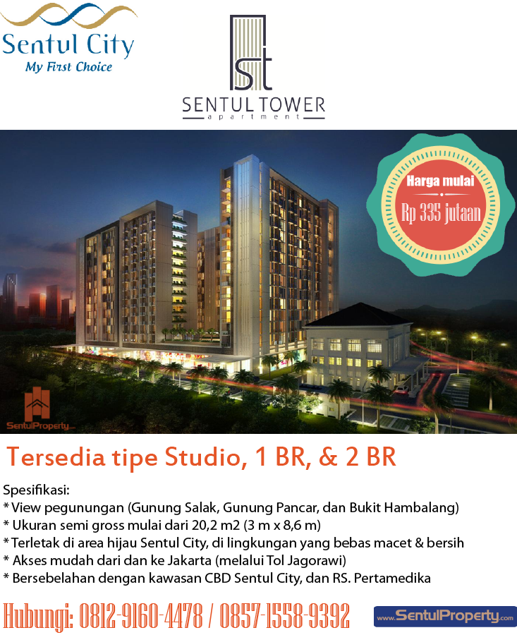 SentulProperti's tweet image. Miliki unit di Sentul Tower Apartment. Best view &amp;amp; best location. Investasi menguntungkan di Sentul City - Bogor.