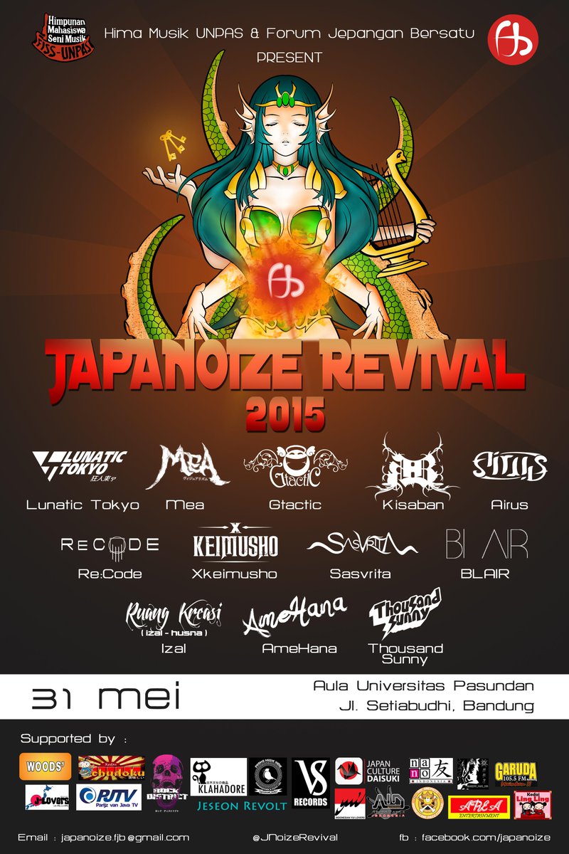JNoizeRevival's tweet photo. JAPANOIZE 30 mei 2015 aula unpas setiabudi bandung, see you guys :) http://t.co/eDkSO3gLyd