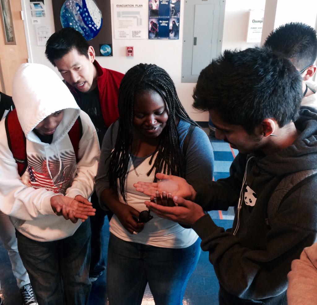 NasaNovas's tweet photo. Fun with aerogel at the Space Sciences Lab http://t.co/3uuJ2gRvYg