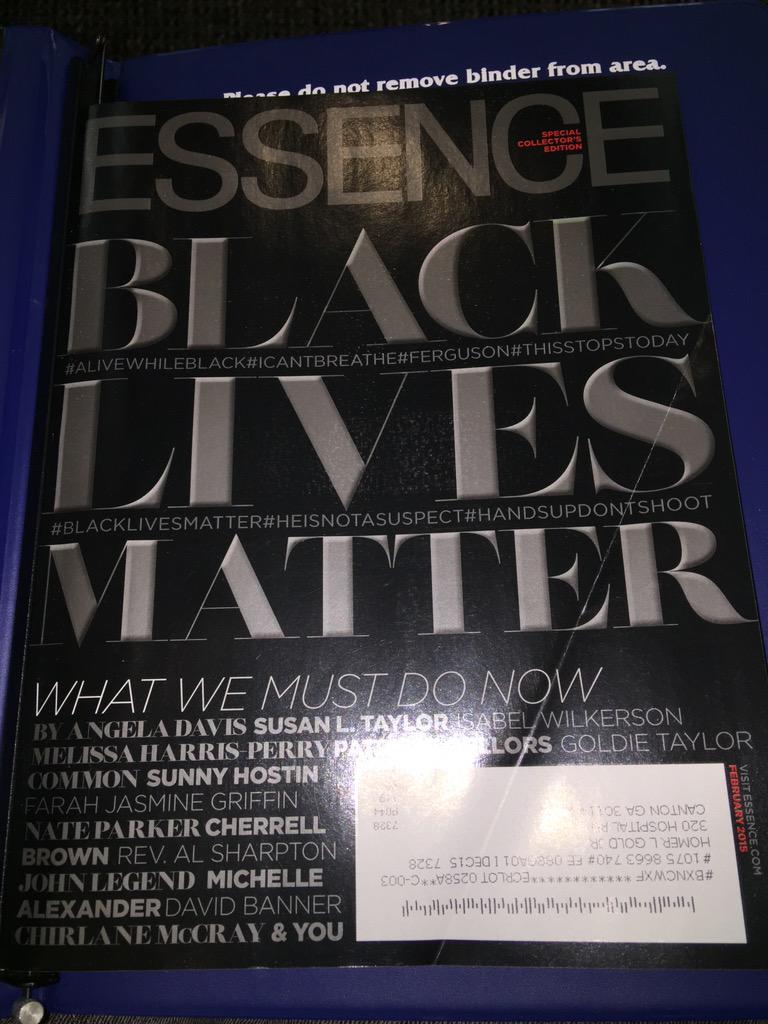 MauriceHayes86's tweet photo. I salute @essence for making a stand #alivewhileblack #icantbreathe #ferguson #thisstopstoday #heisnotasuspect #rt http://t.co/WgUB08tg1U
