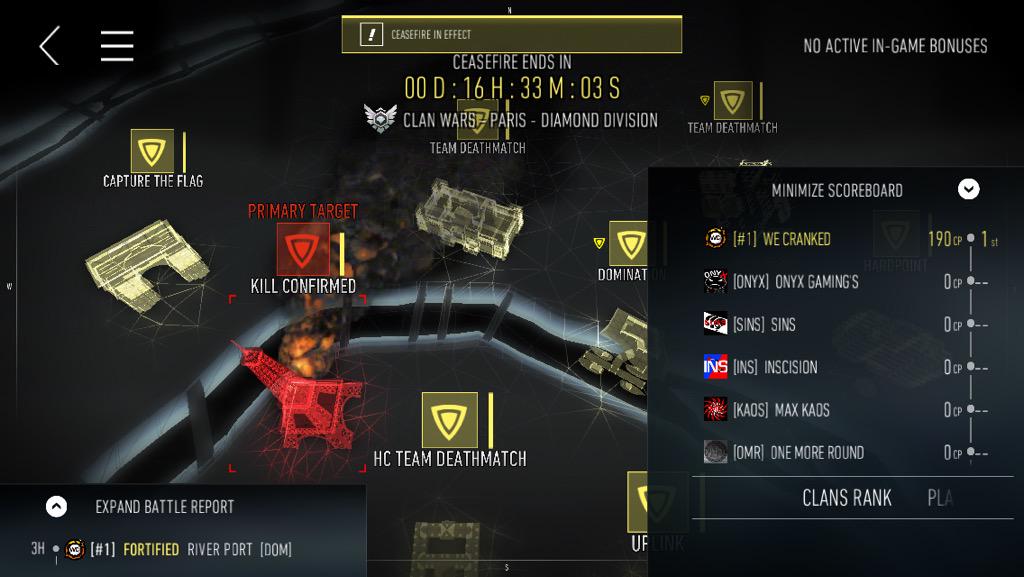 WeCranked's tweet photo. First night of diamond clan wars 190 cp good stuff everyone http://t.co/IhE8CvJk3w