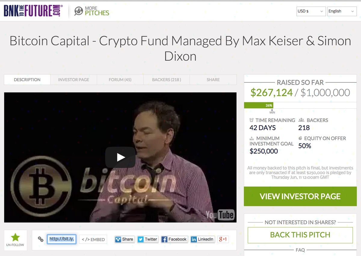 BTC_Capital's tweet photo. @StartJOIN @BankToTheFuture We reached our min funding goal in 10 days. Still open http://t.co/yeBbNnrB6A @maxkeiser http://t.co/NrfpQgK50R