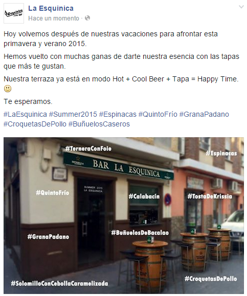 La_esquinica's tweet photo. Hoy volvemos después de nuestras vacaciones para afrontar esta primavera y verano 2015. #LaEsquinica #Summer2015 http://t.co/D3NZaB6teJ
