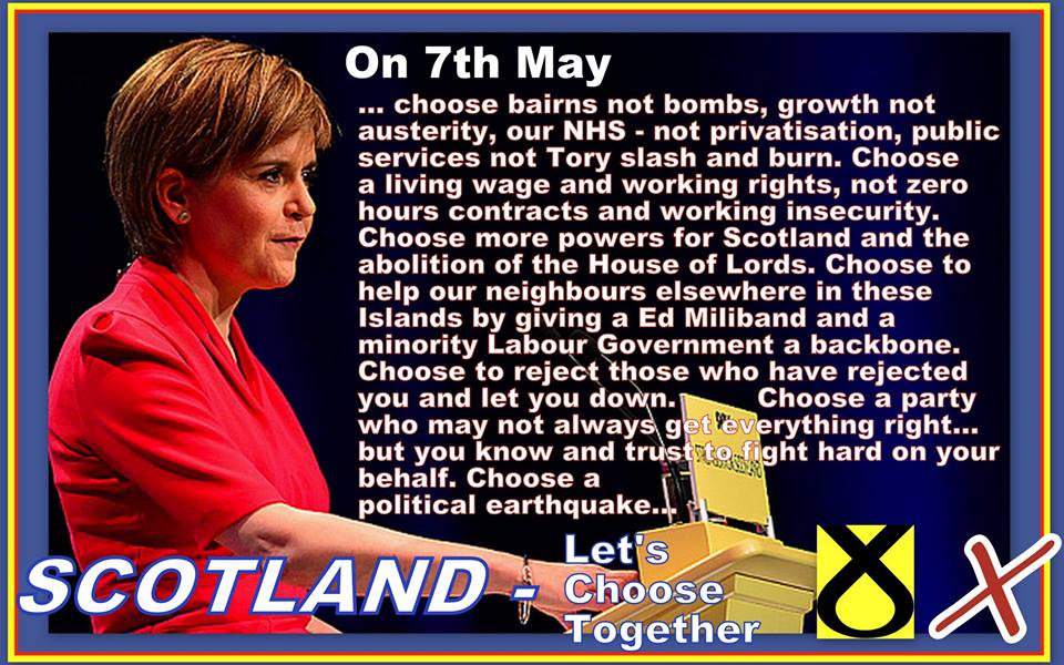 citizentommy's tweet photo. One week 2 go folks. This is an historic election Choose wisely.
#AntiAusterity #AntiTrident #ChooseSNP http://t.co/GCTWZAATop