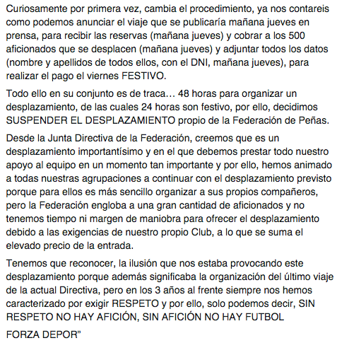 riazororg's tweet photo. Comunicado de la @fpdeportivistas. http://t.co/wEE5X0tyu8