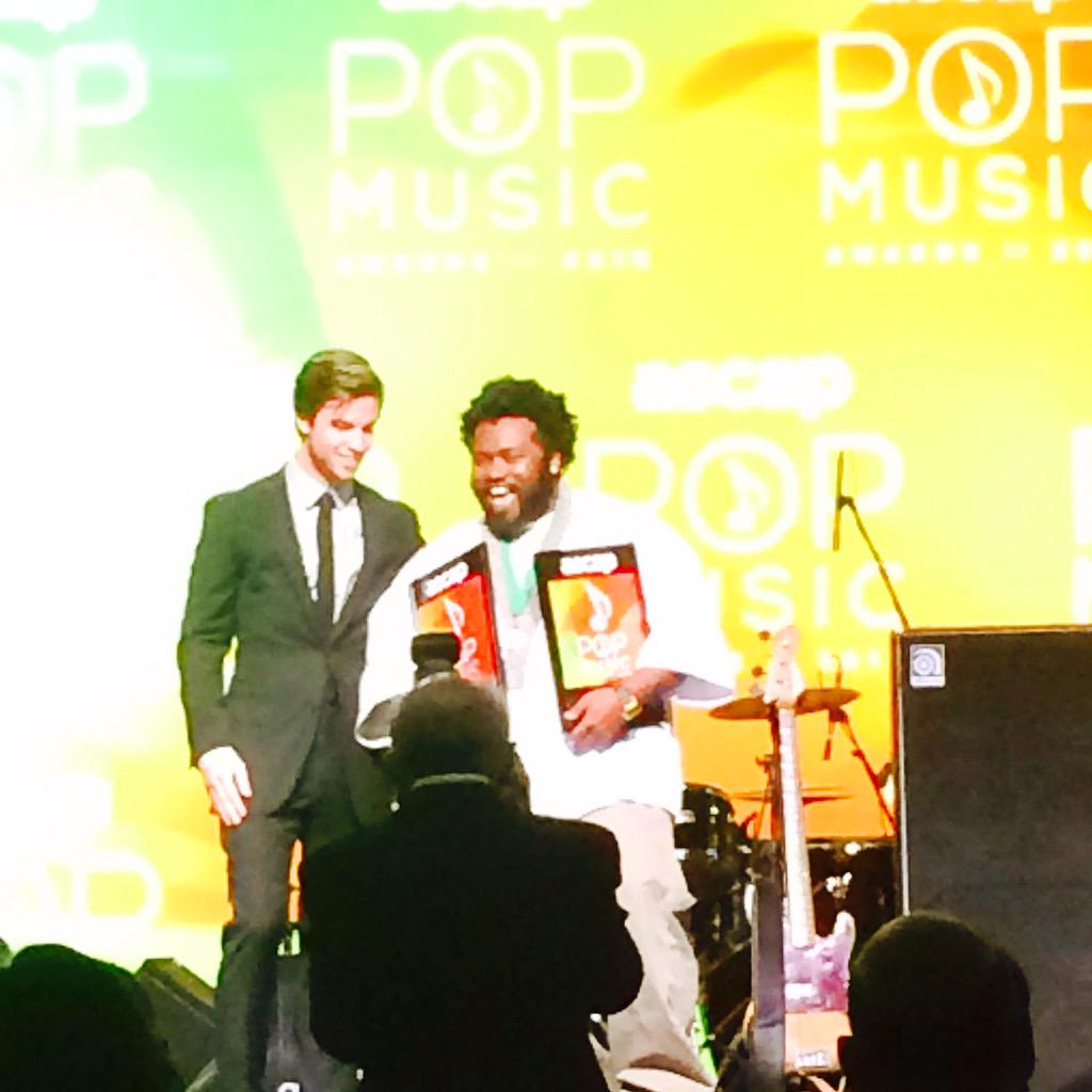 RondorMusic's tweet photo. Our very own @fauntleroy just accepted his #ascappop awards for the songs "Not A Bad Thing" and "Mirrors" @ASCAP http://t.co/UwWxZRW1l0